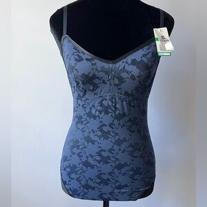 b.tempt'd by Wacoal Women's Blue & Black Shadow Scene Lace Bodysuit Size Large